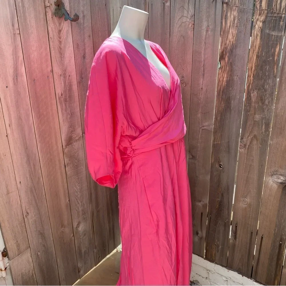 COS Pink A-Line Midi Dress with Dolman Sleeves size medium